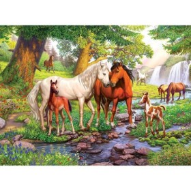 Puzzle familie de cai la rau 300 piese